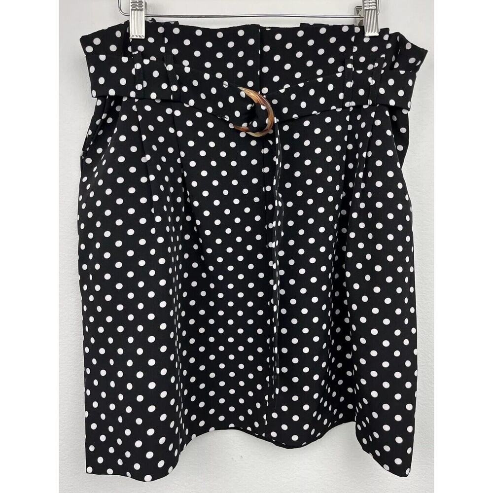 Miss Selfridge Women's Black White Polka Dot Paperbag Casual Skirt 12 EUC